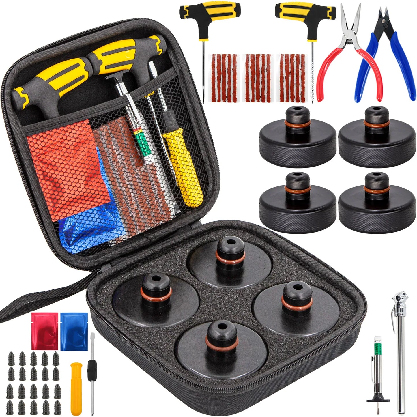 4Pcs Rubber Floor Lifting Jack Pad Axle Stand Adapter Pucks Tool Chassis For Tesla Model 3 S X Y Car Tire Repair Nail Screw Kit