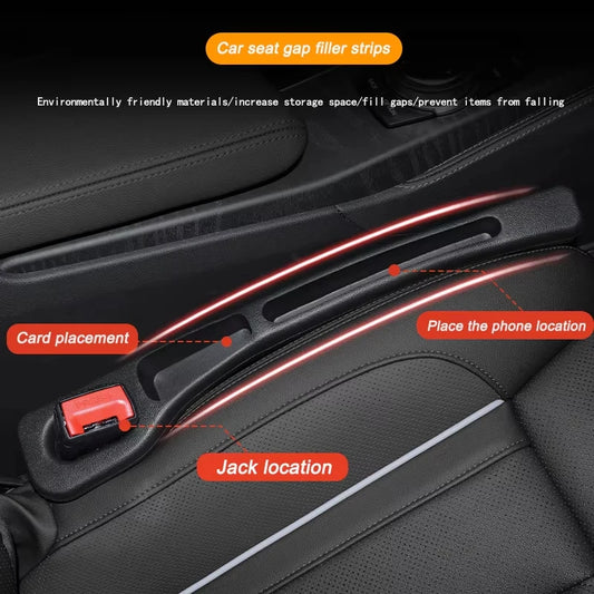 2Pc Car Seat Gap Filler Universal Seat Crevice Storage Organizer Leak-proof Filling Strip Decoration Interior Car Accessory