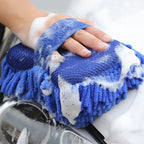 1/2Pcs Blue Microfiber Chenille Car Wash Kit, Auto Cleaning Sponge Pad Washing Glove Towel, Essential Auto Detailing Accessories