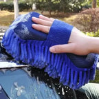 1/2Pcs Blue Microfiber Chenille Car Wash Kit, Auto Cleaning Sponge Pad Washing Glove Towel, Essential Auto Detailing Accessories