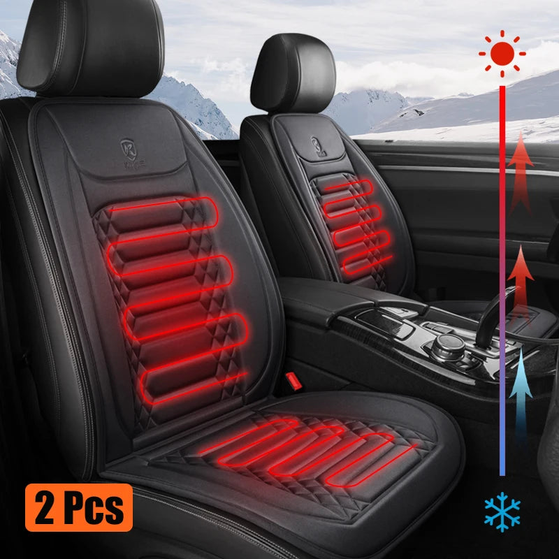 1/2PCS 12V Winter Heated Car Seat Cover Universal Heating Cushion Warmer Protector Pad Set