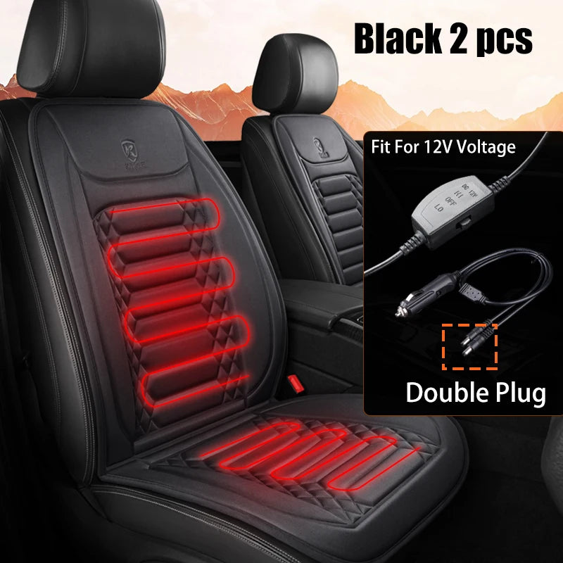 1/2PCS 12V Winter Heated Car Seat Cover Universal Heating Cushion Warmer Protector Pad Set