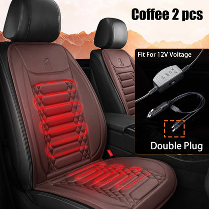 1/2PCS 12V Winter Heated Car Seat Cover Universal Heating Cushion Warmer Protector Pad Set