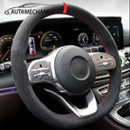Premium Fur Steering Wheel Cover For Car Universal 38cm Braided Car Steering Wheel Protection Cover Cowhide Suede Interior Parts