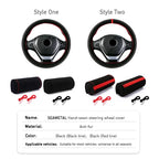 Premium Fur Steering Wheel Cover For Car Universal 38cm Braided Car Steering Wheel Protection Cover Cowhide Suede Interior Parts