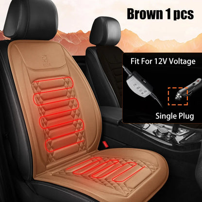 1/2PCS 12V Winter Heated Car Seat Cover Universal Heating Cushion Warmer Protector Pad Set