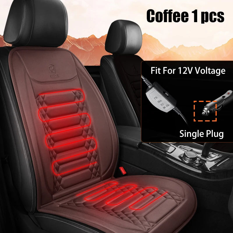 1/2PCS 12V Winter Heated Car Seat Cover Universal Heating Cushion Warmer Protector Pad Set