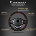 Premium Fur Steering Wheel Cover For Car Universal 38cm Braided Car Steering Wheel Protection Cover Cowhide Suede Interior Parts