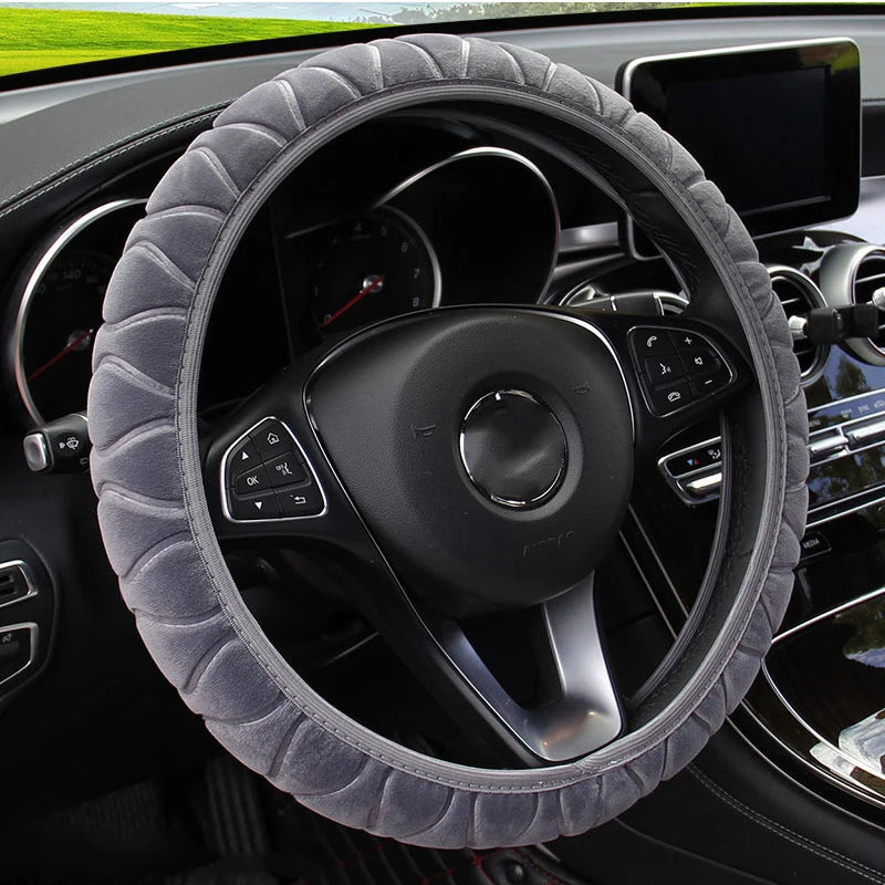37-39cm Universal Car Steering Wheel Covers Winter Soft Warm Plush Steering Wheel Cover Auto Interior Decoration Accessories