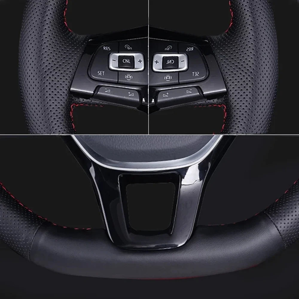 Hand Stitched Black Microfiber Leather Perforated Steering Wheel Cover For Tesla Model 3 2017-2020 Auto Lnterior Accessories