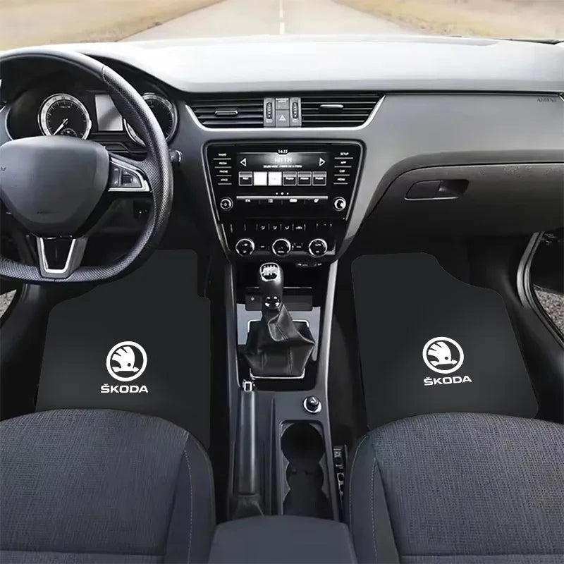 For Skoda Octavia A7 Vrs Fabia Superb Rapid Kodiaq Karoq Car Front & Rear Automotive Carpet Non-slip Floor Mat Auto Accessories