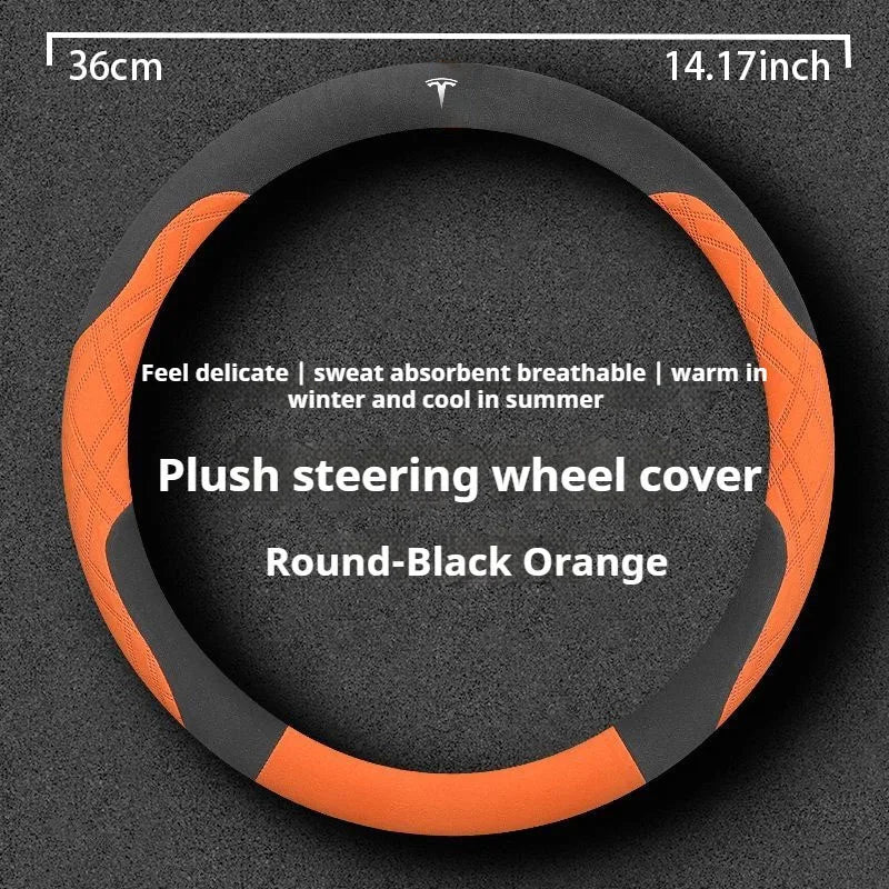 For Tesla Model 3  Y  S Model X Roadster Sport Suede Anti-slip Breathable Ultrathin Car Steering Wheel Cover Auto Accessories