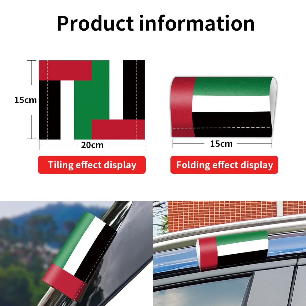 UAE Flag Logo Sticker Auto Window Trunk Label Wash Label Stickers Decals Waterproof Sunscreen Decorative Stickers Accessories