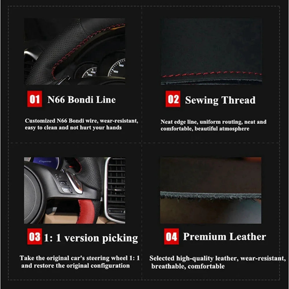 Hand Stitched Black Microfiber Leather Perforated Steering Wheel Cover For Tesla Model 3 2017-2020 Auto Lnterior Accessories