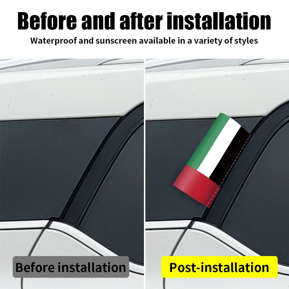 UAE Flag Logo Sticker Auto Window Trunk Label Wash Label Stickers Decals Waterproof Sunscreen Decorative Stickers Accessories