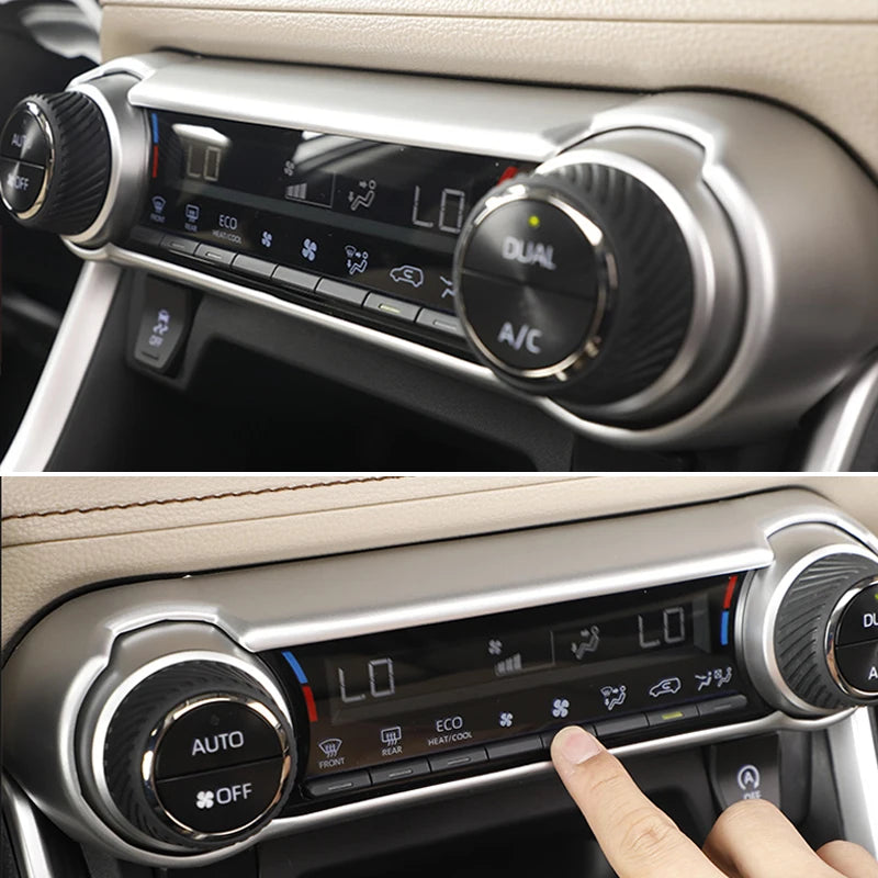 Car Center Console Air Conditioning AC Switch Button Panel Frame Trim For Toyota RAV4 XA50 2019 2020 2021 2022 2023 2024 Hybrid