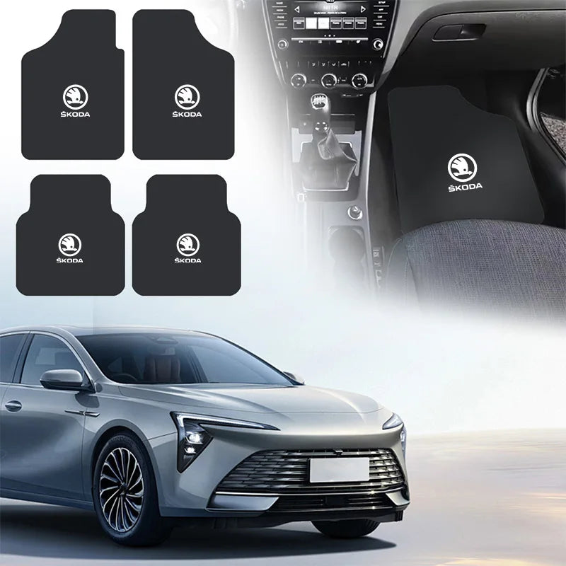 For Skoda Octavia A7 Vrs Fabia Superb Rapid Kodiaq Karoq Car Front & Rear Automotive Carpet Non-slip Floor Mat Auto Accessories