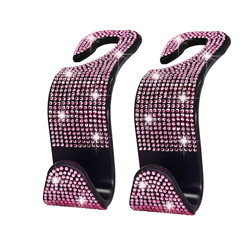 Rhinestone Decor Car Seat Back Hook Hanger Universal Bling Diamond Vehicle Auto Headrest Storage Holder Car Accessories