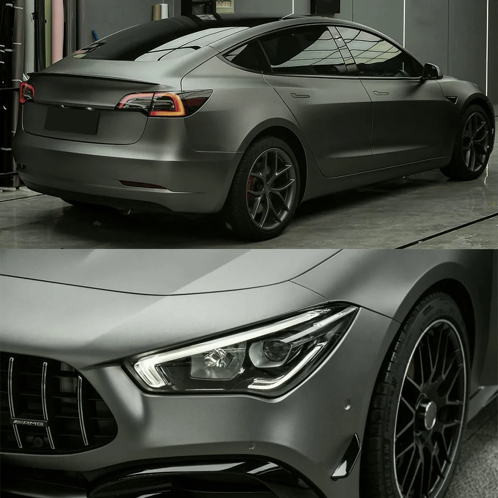 Car Sticker Matt Mountain Ash Grey Wrapping Vinyl Film PET Bubble Free Wrapping Car Accessories Auto Self Adhesive Decals