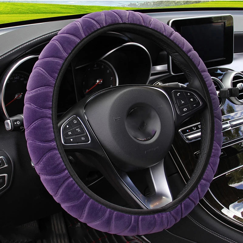 37-39cm Universal Car Steering Wheel Covers Winter Soft Warm Plush Steering Wheel Cover Auto Interior Decoration Accessories