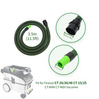 5/3.5m Dust Extractor Hose for FESTOL MIRK vacuum cleaner Grinder Polisher, Antistatic Threaded Hose D27/32