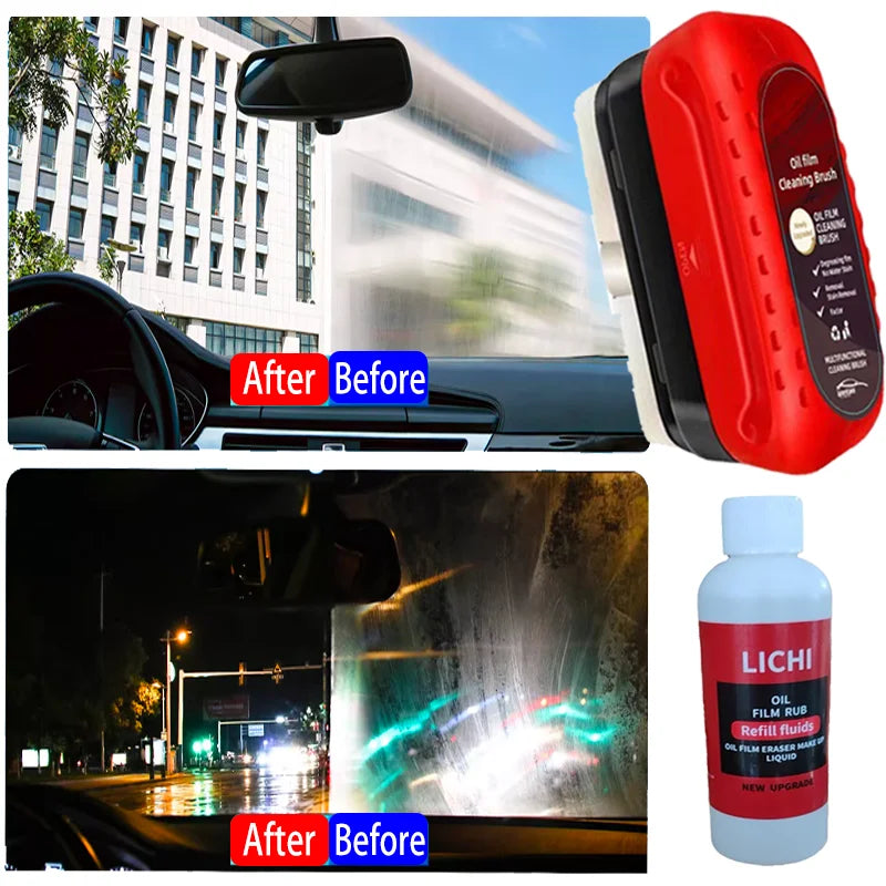 Windshield Cleaner Brush Car Glass Oil Film Cleaner Glossy Powerful Removes Accessories Cleaning Board Automotive Wash