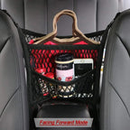 Car Storage Net Bag Between Seats Car Divider Pet afety Rail Barrier Stretchable Elastic Mesh Bag Organizer Auto Accessories