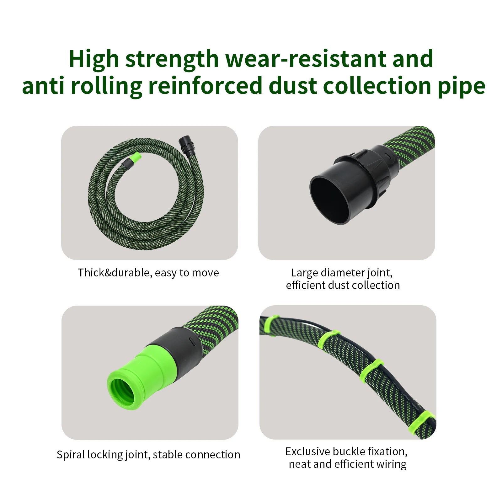 5/3.5m Dust Extractor Hose for FESTOL MIRK vacuum cleaner Grinder Polisher, Antistatic Threaded Hose D27/32