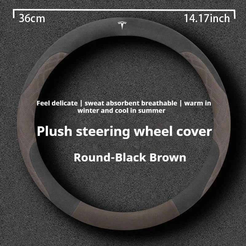 For Tesla Model 3  Y  S Model X Roadster Sport Suede Anti-slip Breathable Ultrathin Car Steering Wheel Cover Auto Accessories