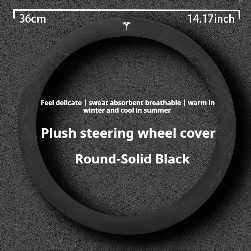 For Tesla Model 3  Y  S Model X Roadster Sport Suede Anti-slip Breathable Ultrathin Car Steering Wheel Cover Auto Accessories