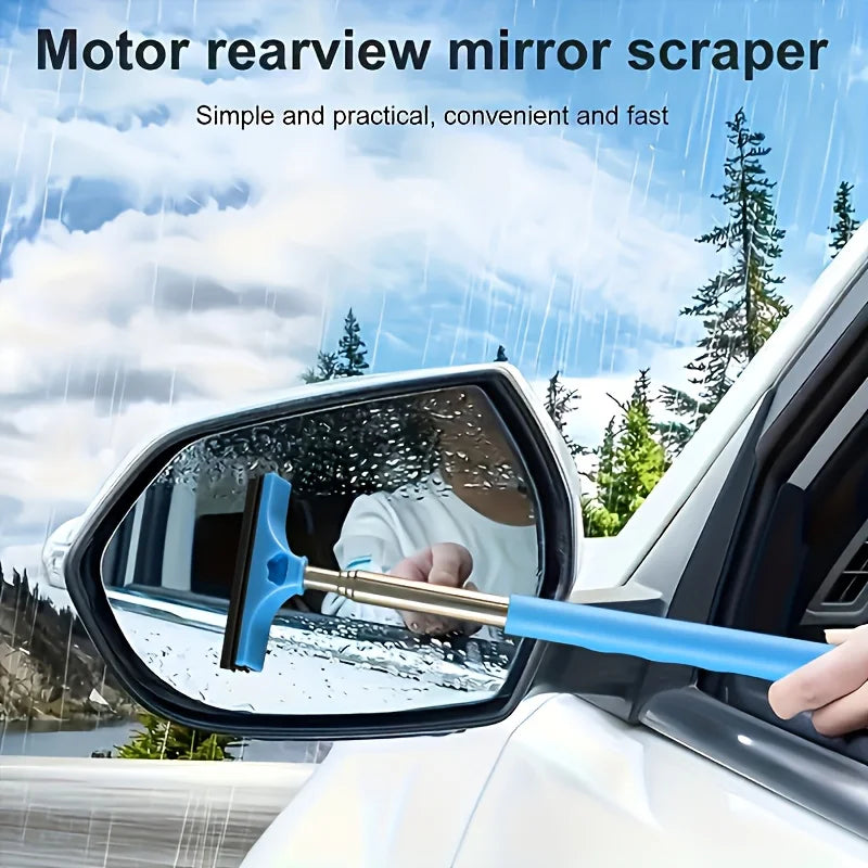 Car Rearview Mirror Wiper, Telescopic Squeegee for Auto Glass, Portable Water Cleaner Rod, Mini Automotive Cleaning Tool