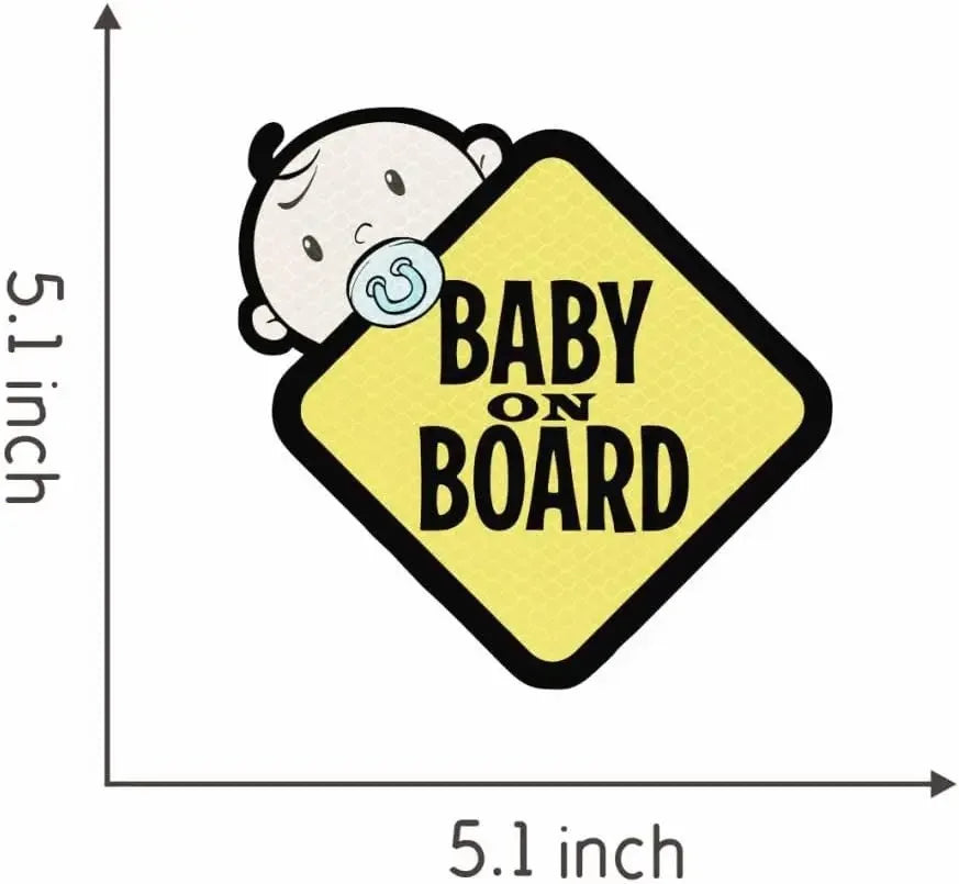2PCS Baby on Board Car Stickers Reflective Waterproof Sunscreen Baby Safety Warning Signs Decals Accessories