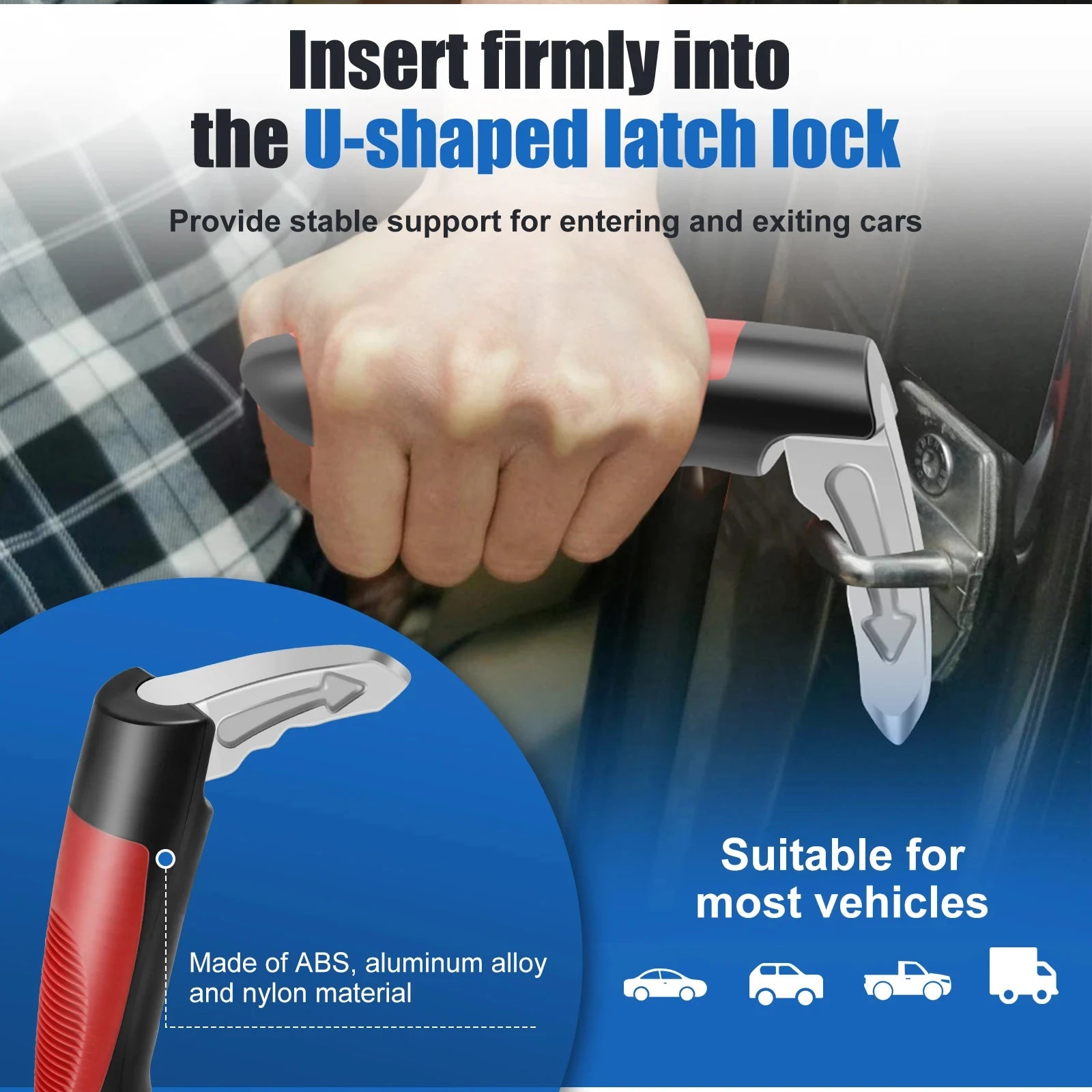 Car Door Assist Handle 2 in 1 Multifunction Vehicle Support Handles Window Breaker Portable Automotive Car Handle Assist