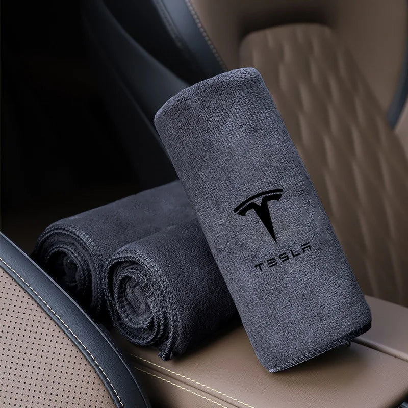 New Microfiber Car Wash Towel Cleaning Drying Cloth For Tesla Model Y Juniper Model 3 Model S Model X SpaceX Auto Accessories