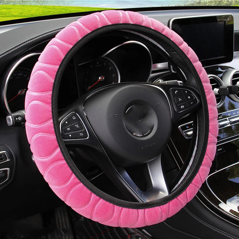 37-39cm Universal Car Steering Wheel Covers Winter Soft Warm Plush Steering Wheel Cover Auto Interior Decoration Accessories