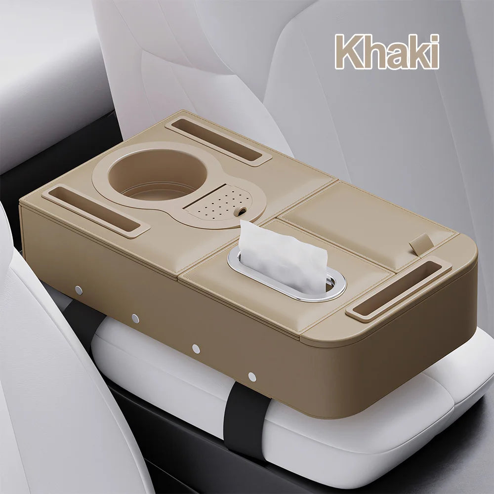 Multi-Functional Car Armrest Box Height-Increasing Pad with Storage Tissue Box And Water Cup Holder - Vehicle Interior Organizer