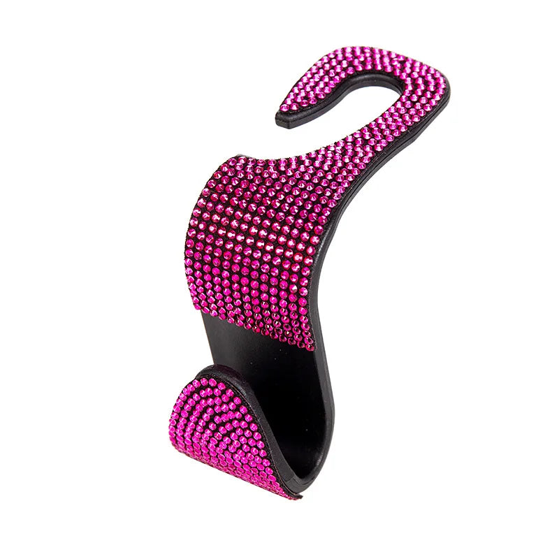 Rhinestone Decor Car Seat Back Hook Hanger Universal Bling Diamond Vehicle Auto Headrest Storage Holder Car Accessories