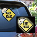 2PCS Baby on Board Car Stickers Reflective Waterproof Sunscreen Baby Safety Warning Signs Decals Accessories