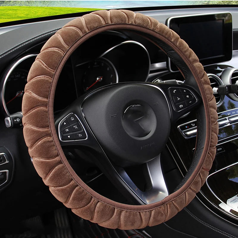 37-39cm Universal Car Steering Wheel Covers Winter Soft Warm Plush Steering Wheel Cover Auto Interior Decoration Accessories