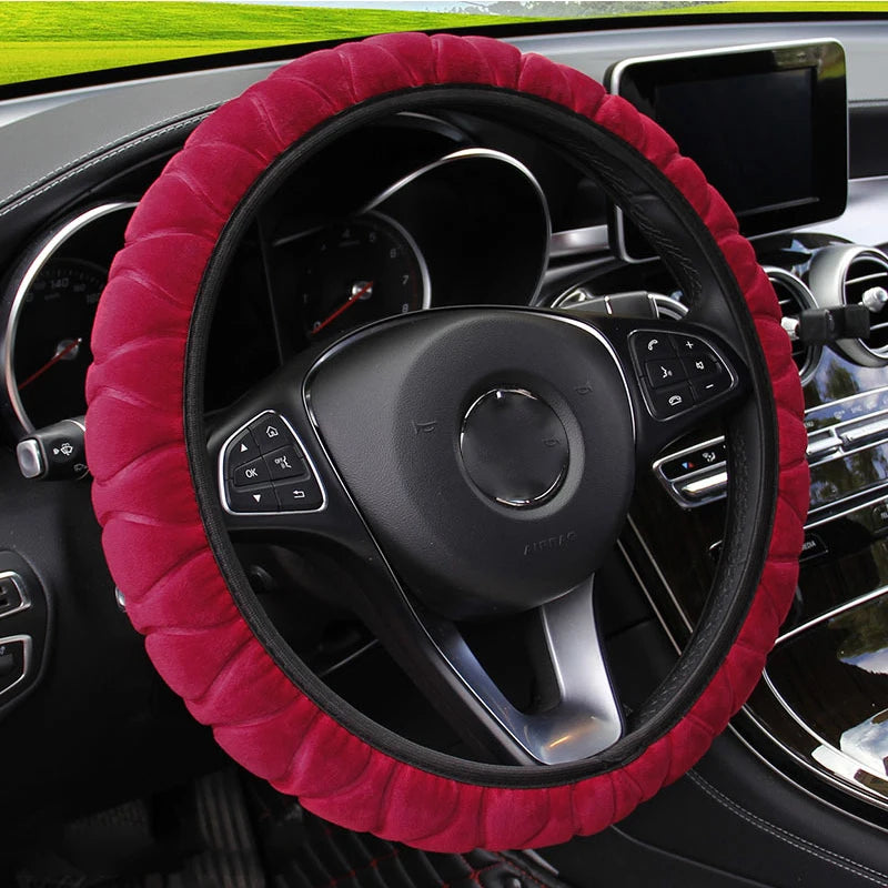37-39cm Universal Car Steering Wheel Covers Winter Soft Warm Plush Steering Wheel Cover Auto Interior Decoration Accessories