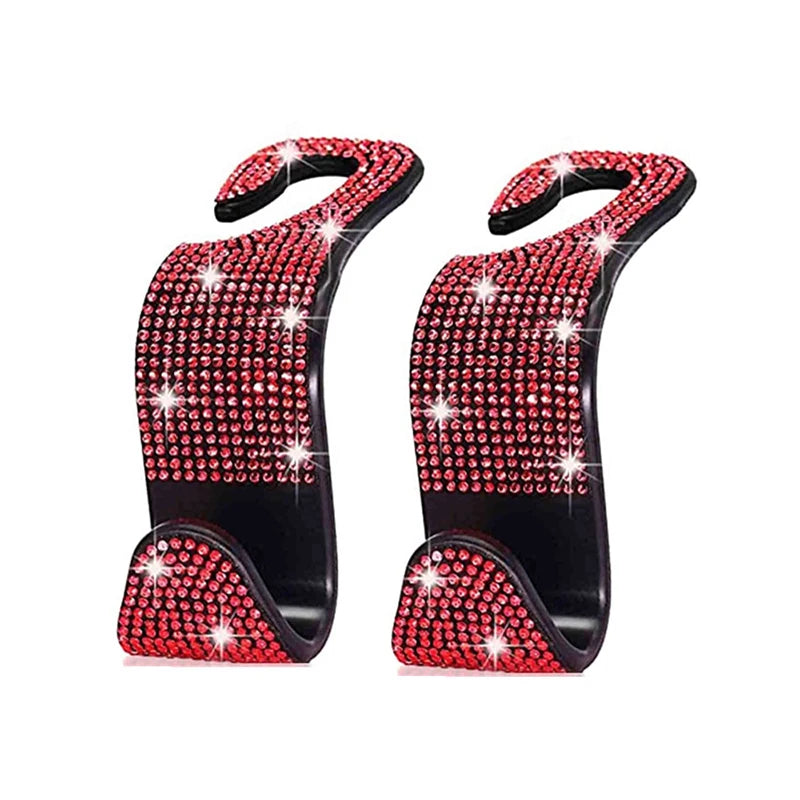 Rhinestone Decor Car Seat Back Hook Hanger Universal Bling Diamond Vehicle Auto Headrest Storage Holder Car Accessories