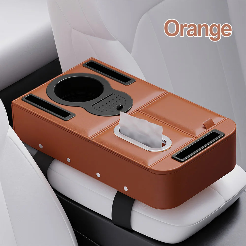 Multi-Functional Car Armrest Box Height-Increasing Pad with Storage Tissue Box And Water Cup Holder - Vehicle Interior Organizer