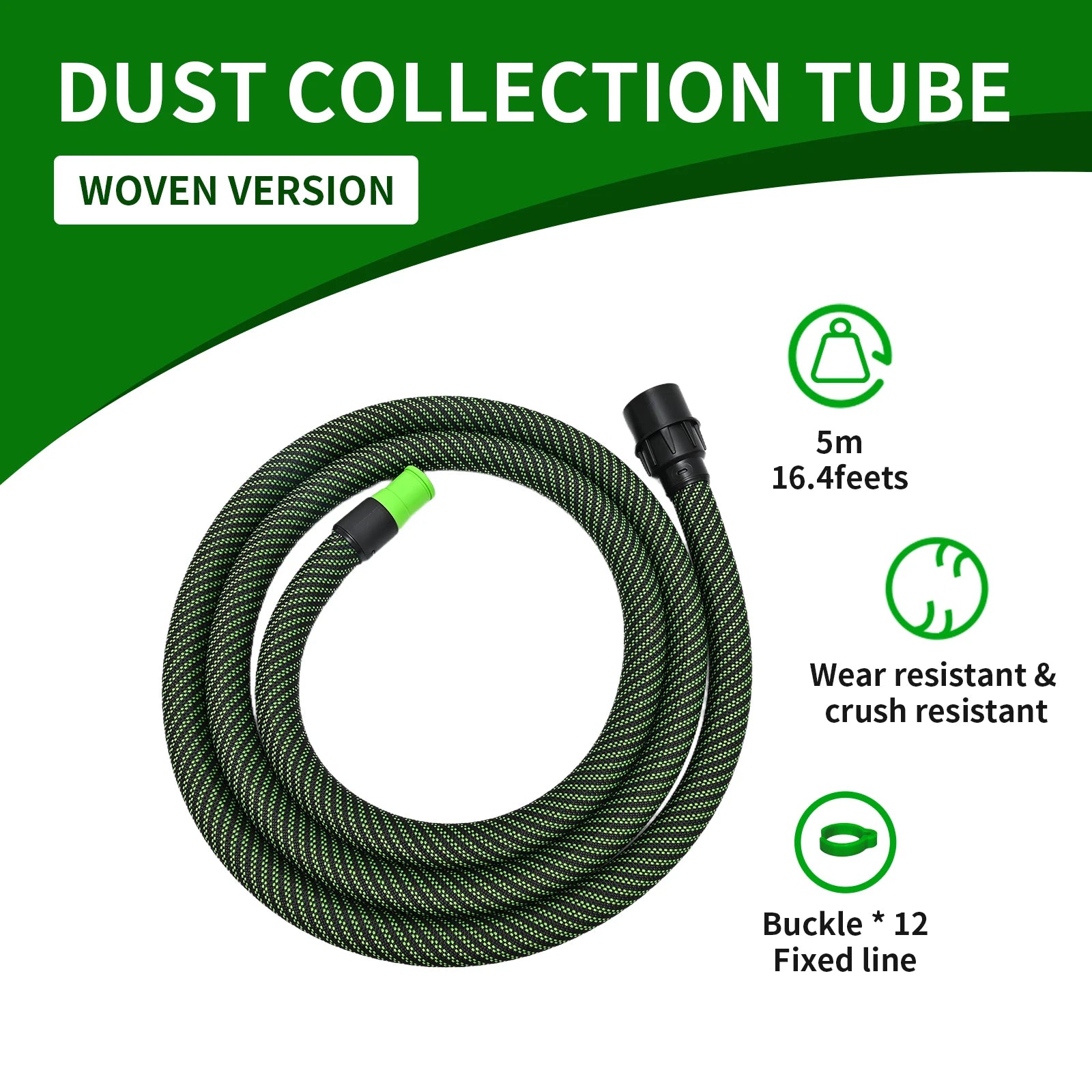 5/3.5m Dust Extractor Hose for FESTOL MIRK vacuum cleaner Grinder Polisher, Antistatic Threaded Hose D27/32