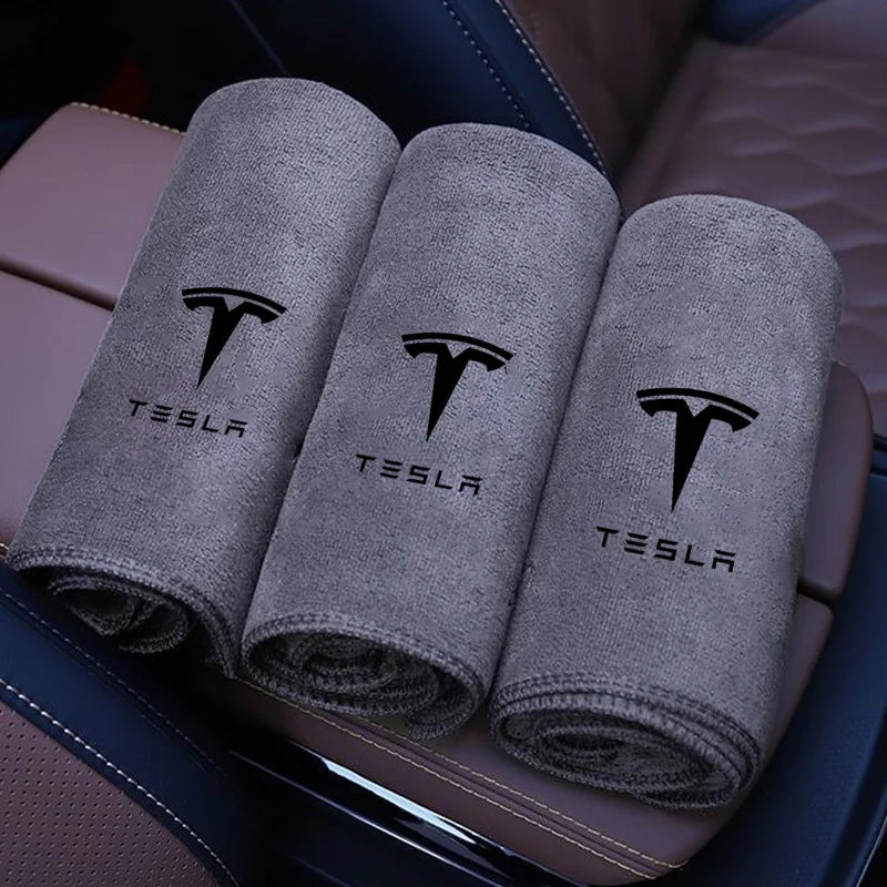 New Microfiber Car Wash Towel Cleaning Drying Cloth For Tesla Model Y Juniper Model 3 Model S Model X SpaceX Auto Accessories