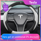 For Tesla Model 3  Y  S Model X Roadster Sport Suede Anti-slip Breathable Ultrathin Car Steering Wheel Cover Auto Accessories