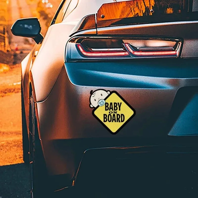 2PCS Baby on Board Car Stickers Reflective Waterproof Sunscreen Baby Safety Warning Signs Decals Accessories