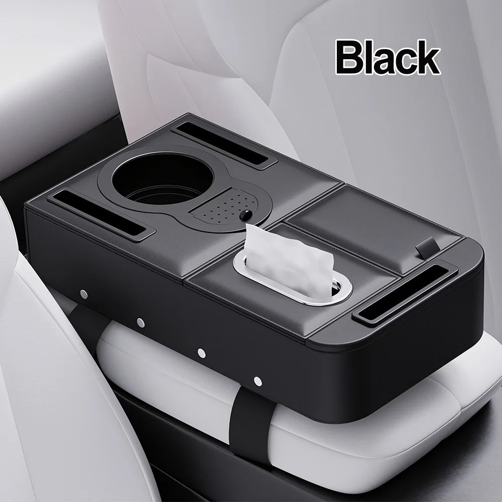 Multi-Functional Car Armrest Box Height-Increasing Pad with Storage Tissue Box And Water Cup Holder - Vehicle Interior Organizer