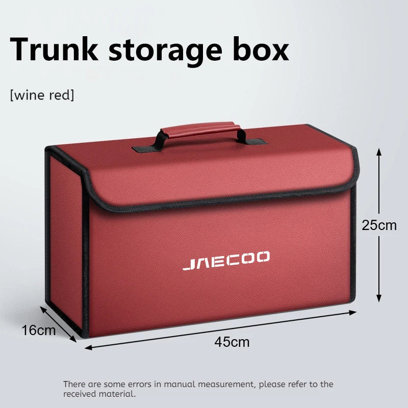Car Leather  Trunk Storage Box Foldable Carbon Fiber For CHERY JAECOO J7 J8 J5 2023 2024 2025 Auto Organizer Bag Accessories