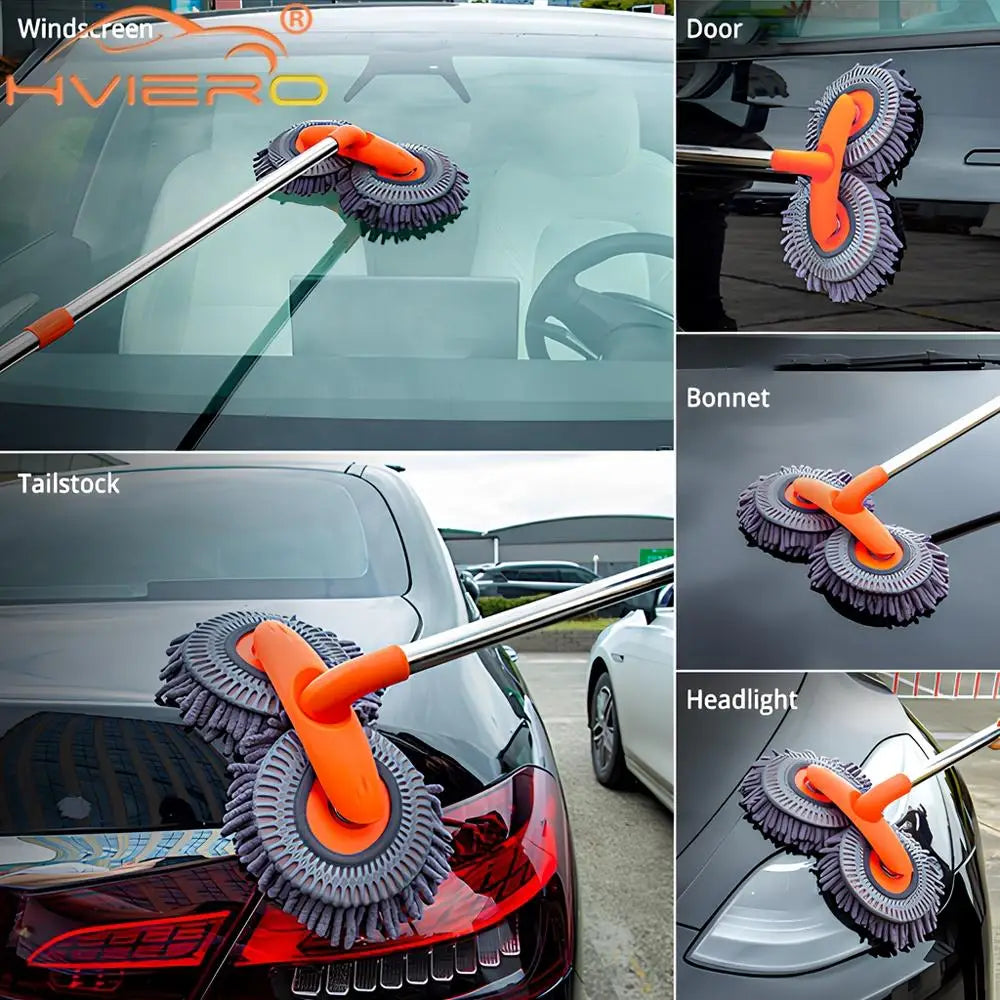 1X Car Cleaning Wash Multipurpose Kit Microfiber Brush Mop Sponge Wipe Auto Home Tools Universal Clean Accessories Yellow Gray