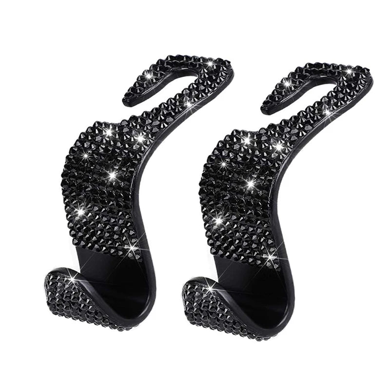 Rhinestone Decor Car Seat Back Hook Hanger Universal Bling Diamond Vehicle Auto Headrest Storage Holder Car Accessories
